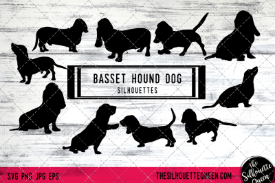 Basset Hound Dog Silhouette Vectors