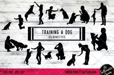 Training a Dog Silhouette Vectors