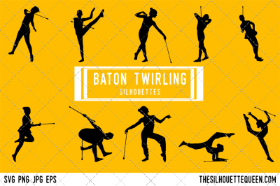 Baton Twirling Silhouette Vector