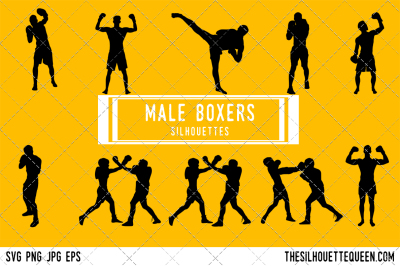 Male Boxers Silhouette Vector