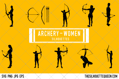 Female Archer Silhouette Vector