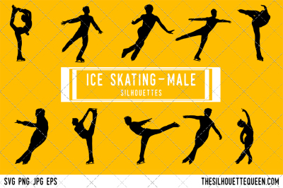 Male Ice Skating  Silhouette Vector