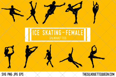 Female Ice Skating  Silhouette Vector