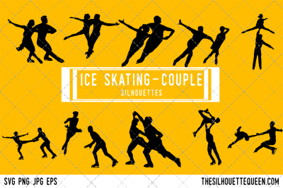 Ice Skater Couple  Silhouette Vector