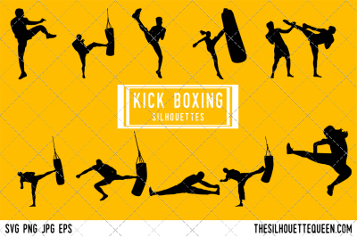 Kick Boxing  Silhouette Vector