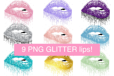 Glitter Lips Clip Art Bundle