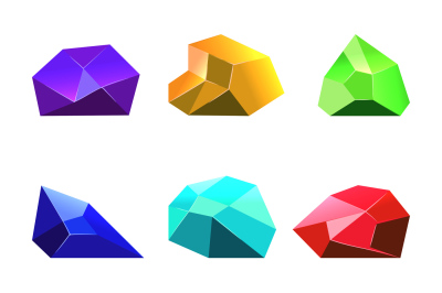 Vector crystals white background for mobile game