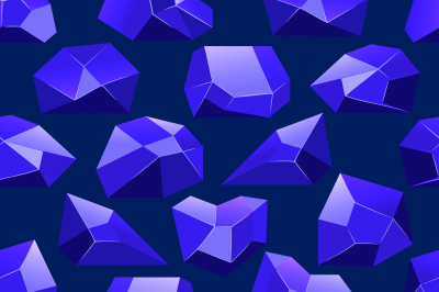 Dark blue vector crystals seamless pattern