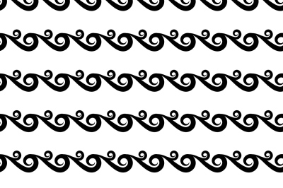 Vector waves seamless pattern in black and white