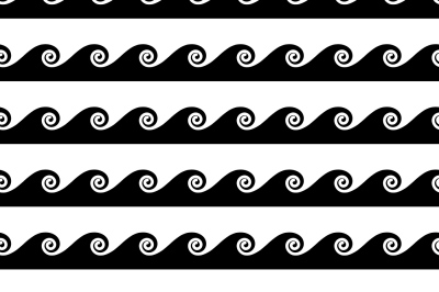 Vector waves seamless pattern in black and white