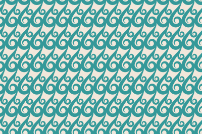 Teal vector swirls seamless pattern