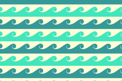 Blue and green vector waves seamless pattern