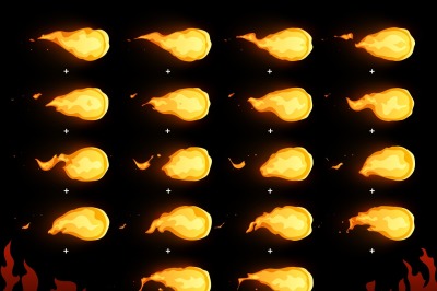 Fire ball. Animated flaming fireball, hot flying flame and warm fireba