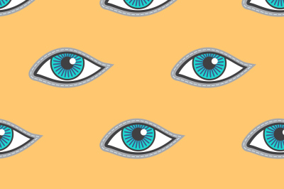 Blue eyes patch vector seamless pattern