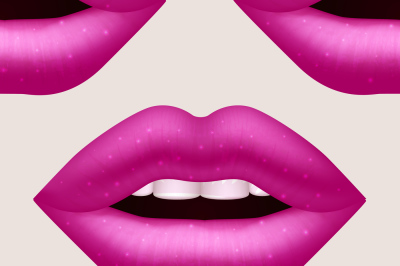 Realistic vector pink woman lips seamless pattern