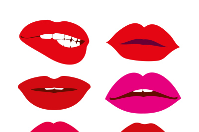 Woman lips vector icons set