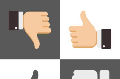 Thumbs up and down, like dislike icons for social network