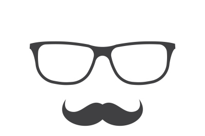 Vector glasses and mustache icon in black over white