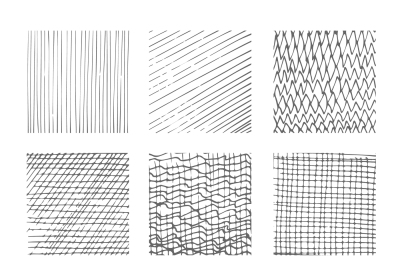 Hatching textures, cross lines, canvas pattern background vector set