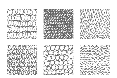 Hand drawn sketchy line textures, ink pen hatching vector set