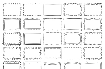 Simple doodle, sketch square vector frames