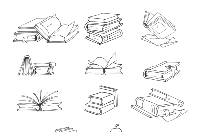 Doodle, hand drawn sketch books vector set