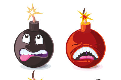 Vector cartoon bomb explosion effect animation frames for game