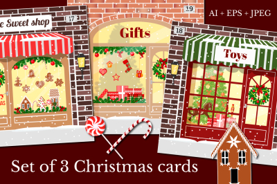 Set of 3 Christmas cards