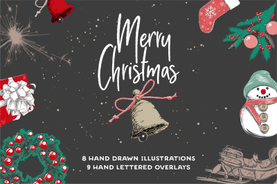 Christmas elements and lettering