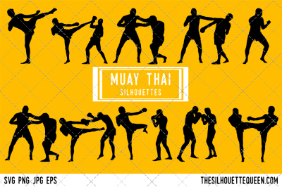 Muay Thai  Silhouette Vector