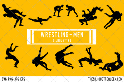 Male Wrestling  Silhouette Vector