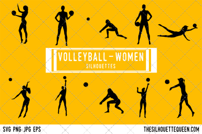 Female Volleyball  Silhouette Vector
