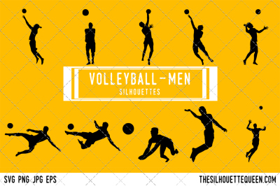 Male Volleyball  Silhouette Vector