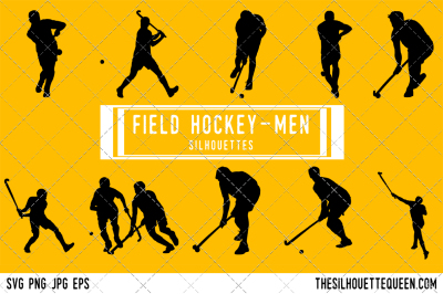 Field Hockey Men Silhouette Vector