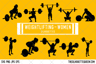 Weightlifting Women Silhouette Vector 