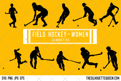 Field Hockey Women Silhouette Vector 