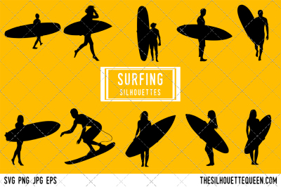 Surfing Silhouette Vector