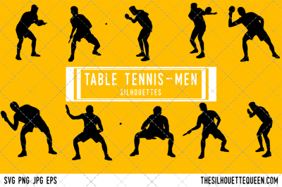 Table Tennis Men  Silhouette Vector 