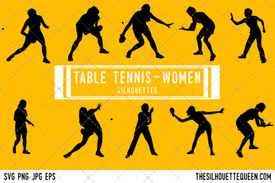 Table Tennis Women  Silhouette Vector 