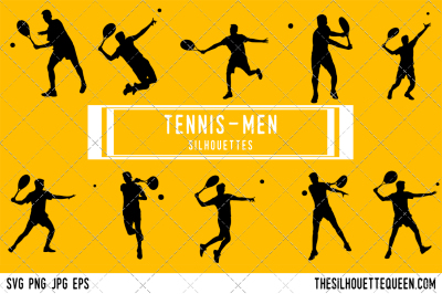 Tennis Men  Silhouette Vector 