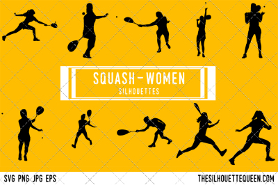 Squash Women Silhouette Vector  