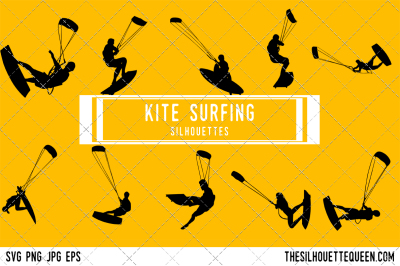 Kite Surfing  Silhouette Vector 