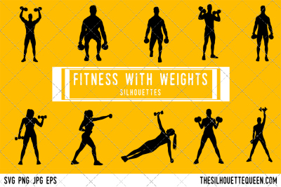 Fitness with Weights Silhouette Vector  