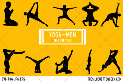 Yoga Men Silhouette Vector  