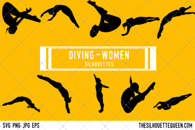 Diving Women Silhouette Vector  