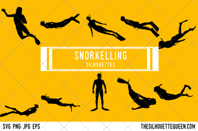 Snorkelling  Silhouette Vector 