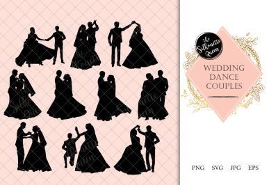 Wedding Couple Dance Silhouette Vector