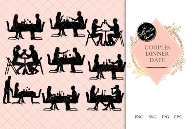 Couple Dinner Date Silhouette Vector