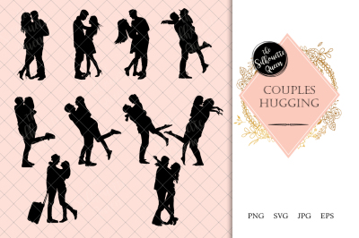 Couples Hugging Silhouette Vector