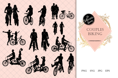 Couples Biking Silhouette Vector